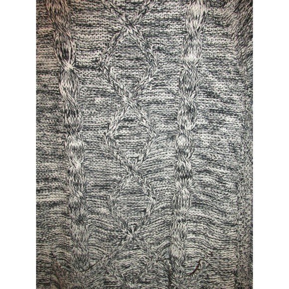 Poof Excellence Women's Black White Marled Cable Knit Long Sleeve Sweater Size S - Picture 3 of 6